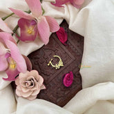 Vriksham Leaf & Diya Style Press Naths/Nose Pin-Red-G20748